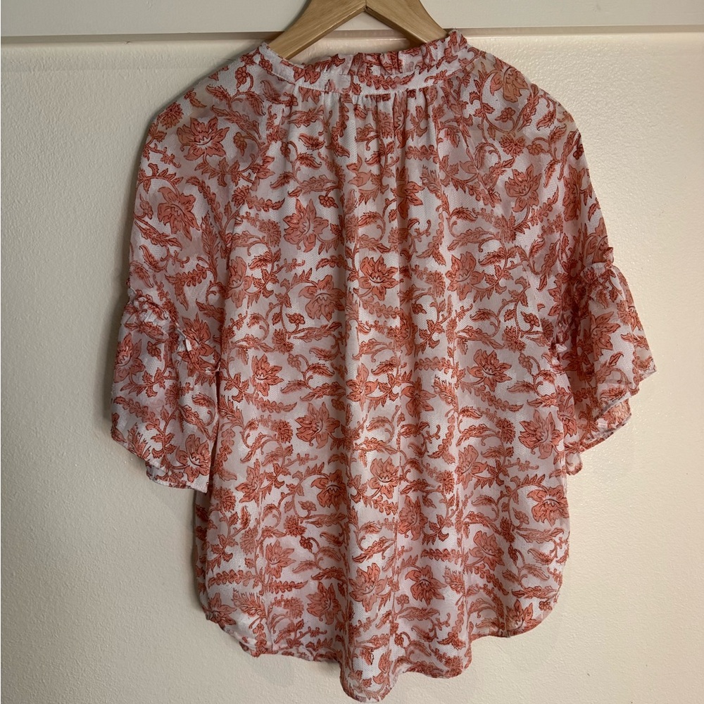 LOFT Floral V-Neck Blouse | Size Medium - Picture 7 of 9